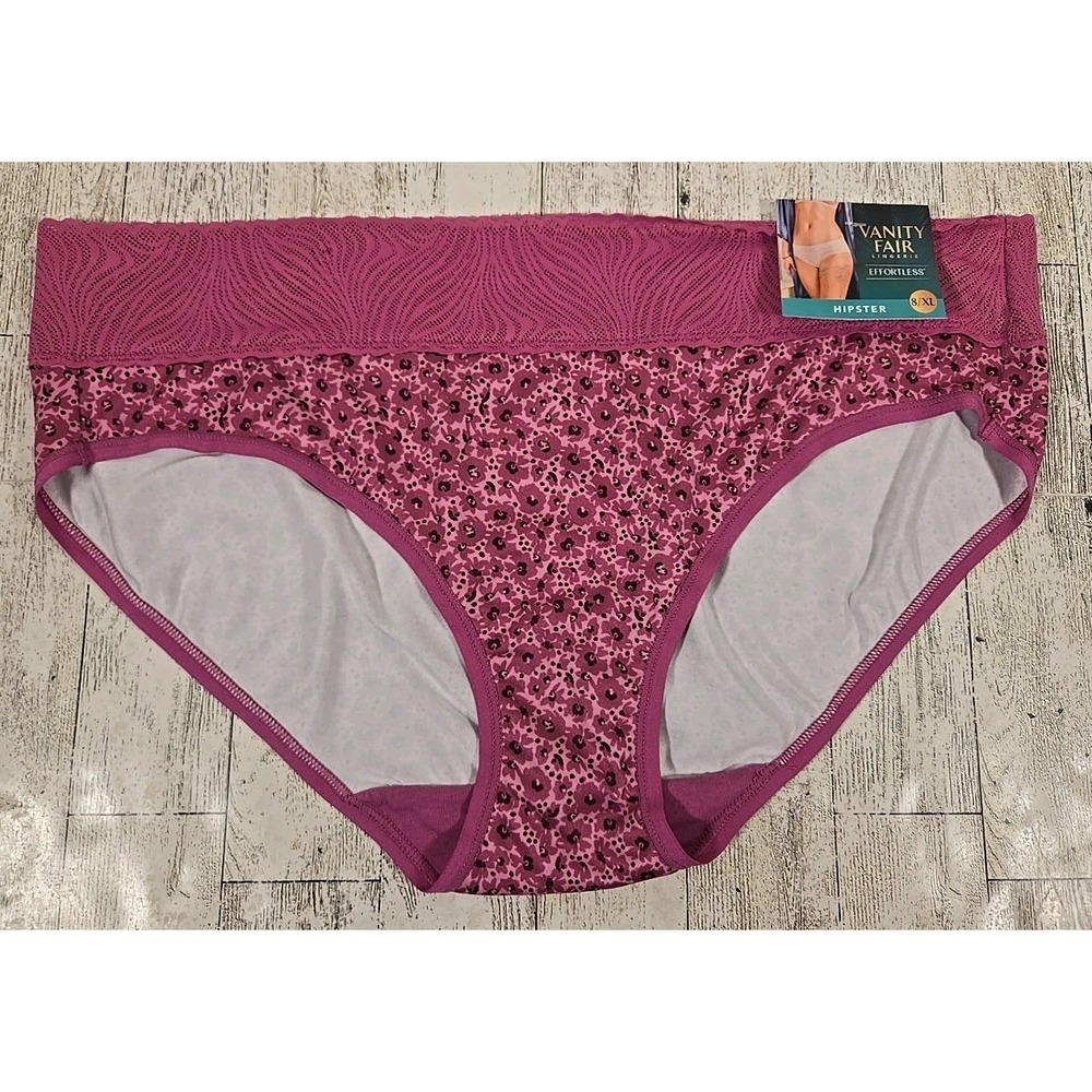 Vanity Fair Hipster 8 (XL) Panties Effortless Lingerie Pink Floral Comfortable